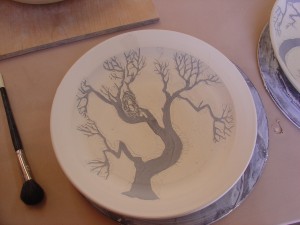 unfired greenware plate