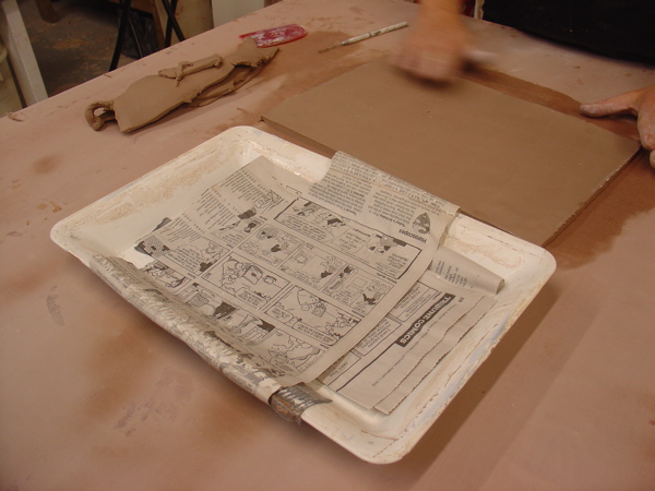 a mold prepared with newspaper