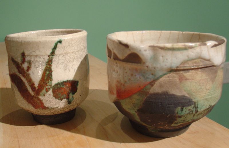 2 raku tea  bowls by Glynnis 1976