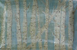 birches under celadon