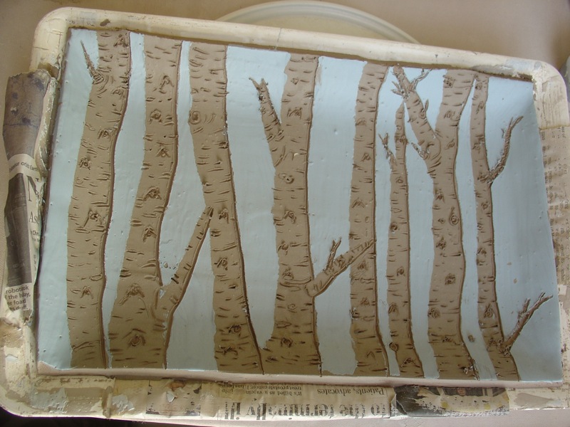 birches with new "white" slip